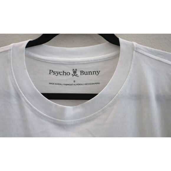 Psycho Bunny Men's Sz 8 US 2XL White Serge Embroidered Graphic Tee Shirt - Picture 3 of 6